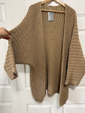 Beautiful Chunky Knit Open Front Cardigan - Camel made in Italy brand new +tag